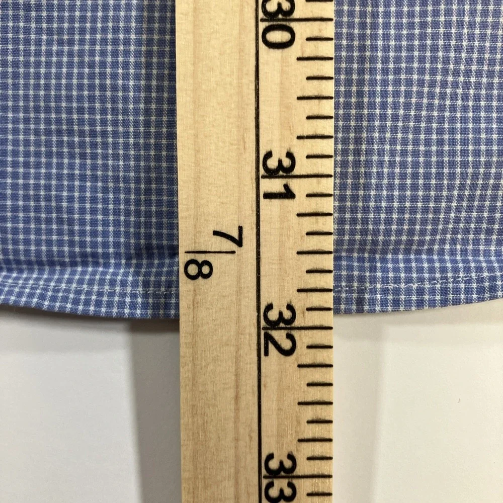 Vintage Polo Ralph Lauren Andrew Dress Shirt Mens 16 34/35 Blue Mini Check